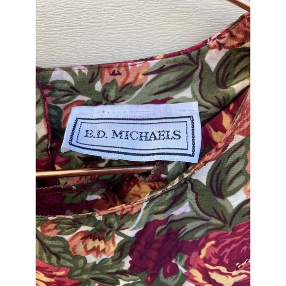 ED Michaels Vintage 80s Floral Dress Button Down Back w Pockets Romantic 11/12* - Picture 6 of 13